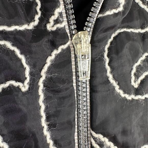 Vivian Shyu Black Embroidered Quilted Full Zip Jacket Blazer Glam Designer - Picture 5 of 9